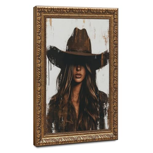 Poster bohème rétro de collection toile d'art durable cowgirl pour chambre