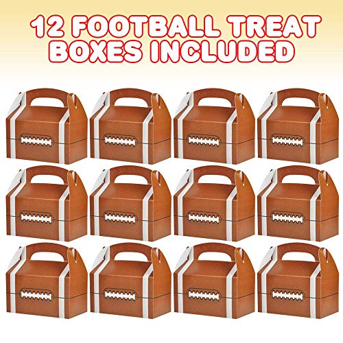 ArtCreativity Football Treat Boxes for Candy, Cookies and Sports Themed Party Favors- Pack of 12 Cookie Boxes, Cute Team Favor Cardboard Boxes with Handles for Birthday Party Favors, Holiday Goodies
