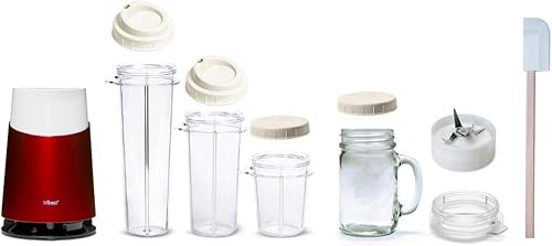 Miniatura 9 de Tribest Mason Jar Ready - Licuadora personal 2 con tarro de masón, color rojo