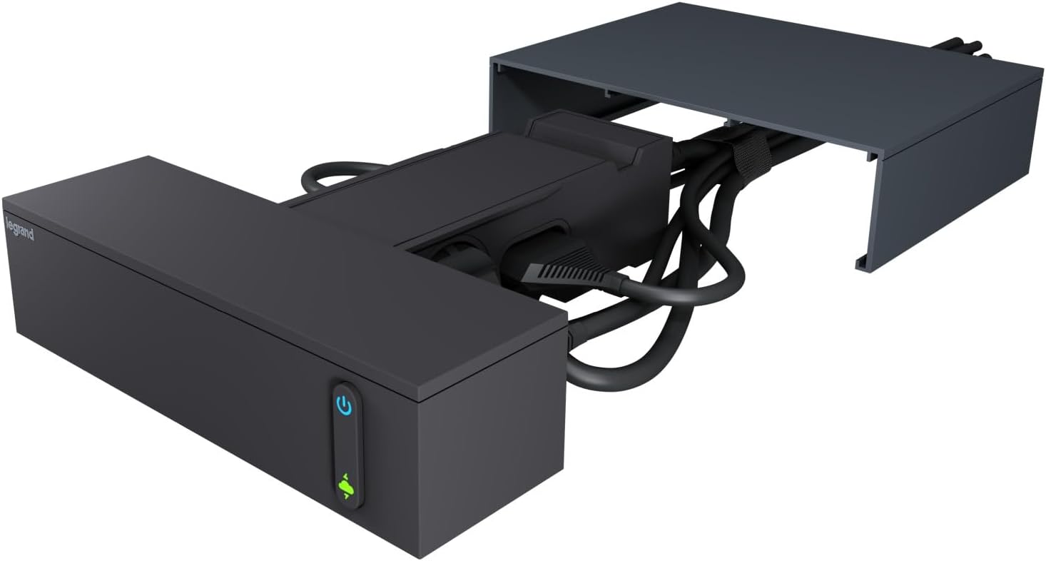 Legrand 694596, TV Multi Base, with Surge Protection, with Switch, 4 Power Outlets, Cable 2 m, Black