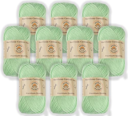 Image of 10-Pack of Yonkey Monkey 500 Grams Yarn - 70% Rayon derived from Bamboo, 30% Cotton - Imported - Water Green 9023
