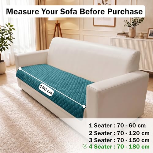 Image of Story@Home Premium Quilted Anti Slip Sofa Cover Mats for L Shape and 1 /2 /3 Seater Sofa. Make Your Own Sofa Cover Set, 70(D) x 180(L) cm - Teal