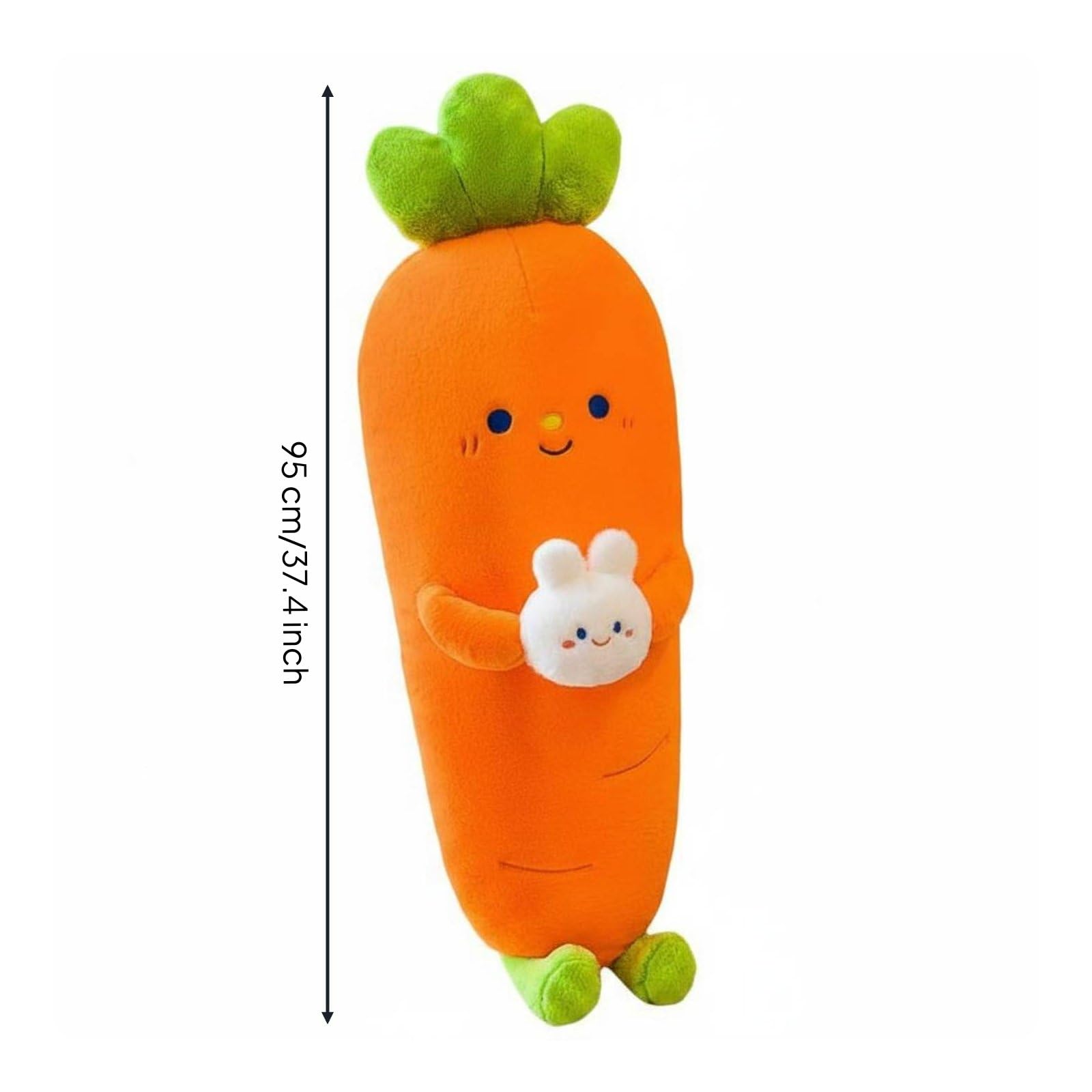 F Fityle Almohada de Peluche Zanahoria Cojín Largo Cojín para Piernas Cojín Mullido Muñeco de Peluche Textura Suave y Relleno PP Adecuada para Dormir de Lado Dormitorio Sofá, 95 Cm