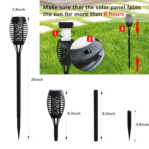 AOUNQ Purple Halloween Solar Lights Outdoor with Flickering Flame, 10 Pack | Halloween Decorations Solar Torch Lights, Waterproof Solar Halloween Lights Tiki Torches for Outside Patio Pathway Yard Decor - image 7
