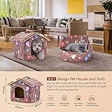 Nobleza Hundehütte für Hunde Katzen, Winterfest Hundehaus 48x45x39cm M, Tragbare Haustier Hundehöhle, Abnehmbar Katzenhaus, Waschbar Schlafplatz, Hundebett mit Abnehmbarem Matratze, Braun