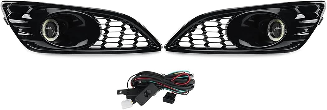 Honeycomb Car Front Bumper Fog Light Grille Grill Compatible For Ford Fiesta MK7 Zetec S Sport 2012-2017 Fog Lamp Grill With Wiring Harness