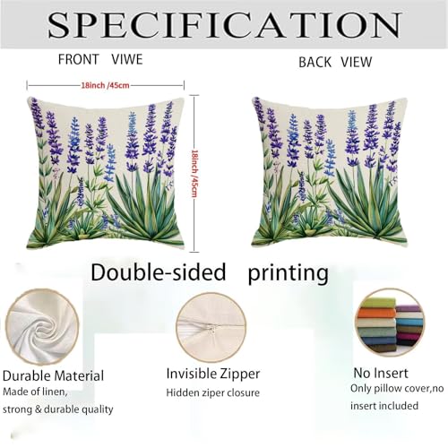 Housse coussin 75x75cm lin de qualité supérieure violet