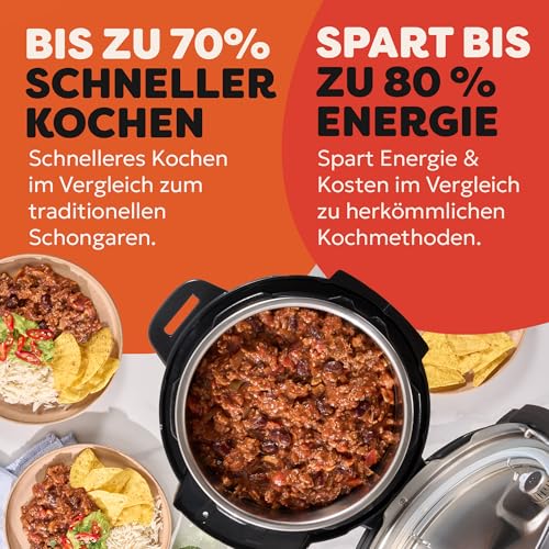 Instant Pot Multikocher XL 7.1L 7-in-1 Smart Cooker - Schnellkochtopf, Schongarer, Reiskocher, Sautierpfanne, Joghurtbereiter, Dampfgarer und Speisewärmer, Schwarz
