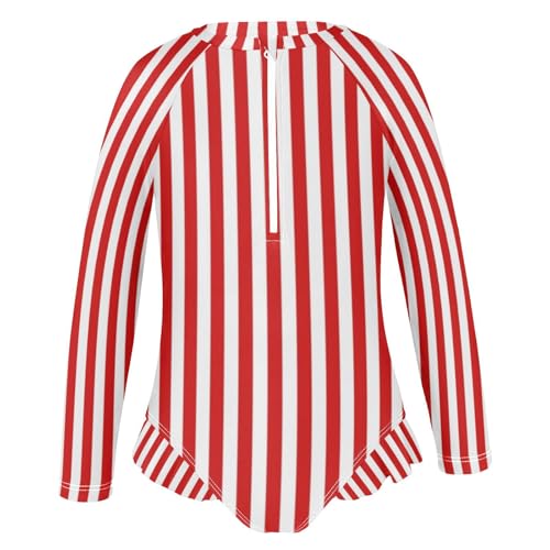 Image of CaTaKu Girls Rash Guard Swimsuit Long Sleeve One Piece Bathing Suit UPF 50+ Toddler Kids Zipper Ruffle Swimwear 3-12Y