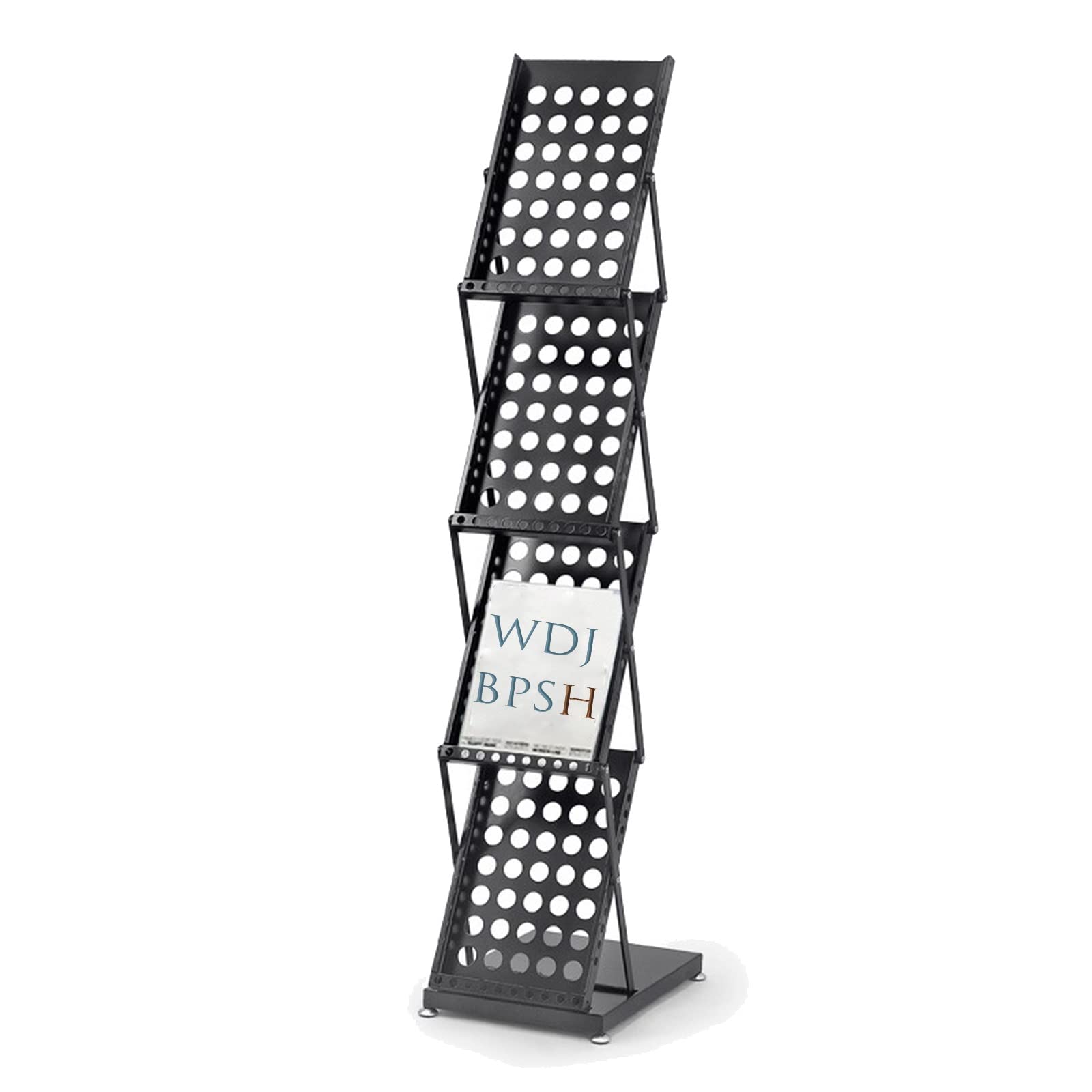 ASerZenith Floor Standing Brochure Holder, Portable Foldable 4 Pockets Information Holder for Beauty Salon/Coffee Shop/Hotel Lobby/Retail Store