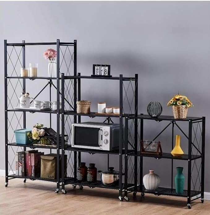 スチールラック棚折りたたみ折り畳みキャスター付き幅70cm5段黒