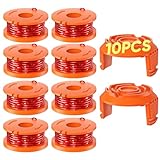 VOSOIR 10 Pack WA0010 Weed Eater String Compatible with Worx, 0.065 inch 10ft/Pack, Replacement Trimmer Line Spool, Compatible with Worx String Trimmers (8 Line spools+ 2 Caps)