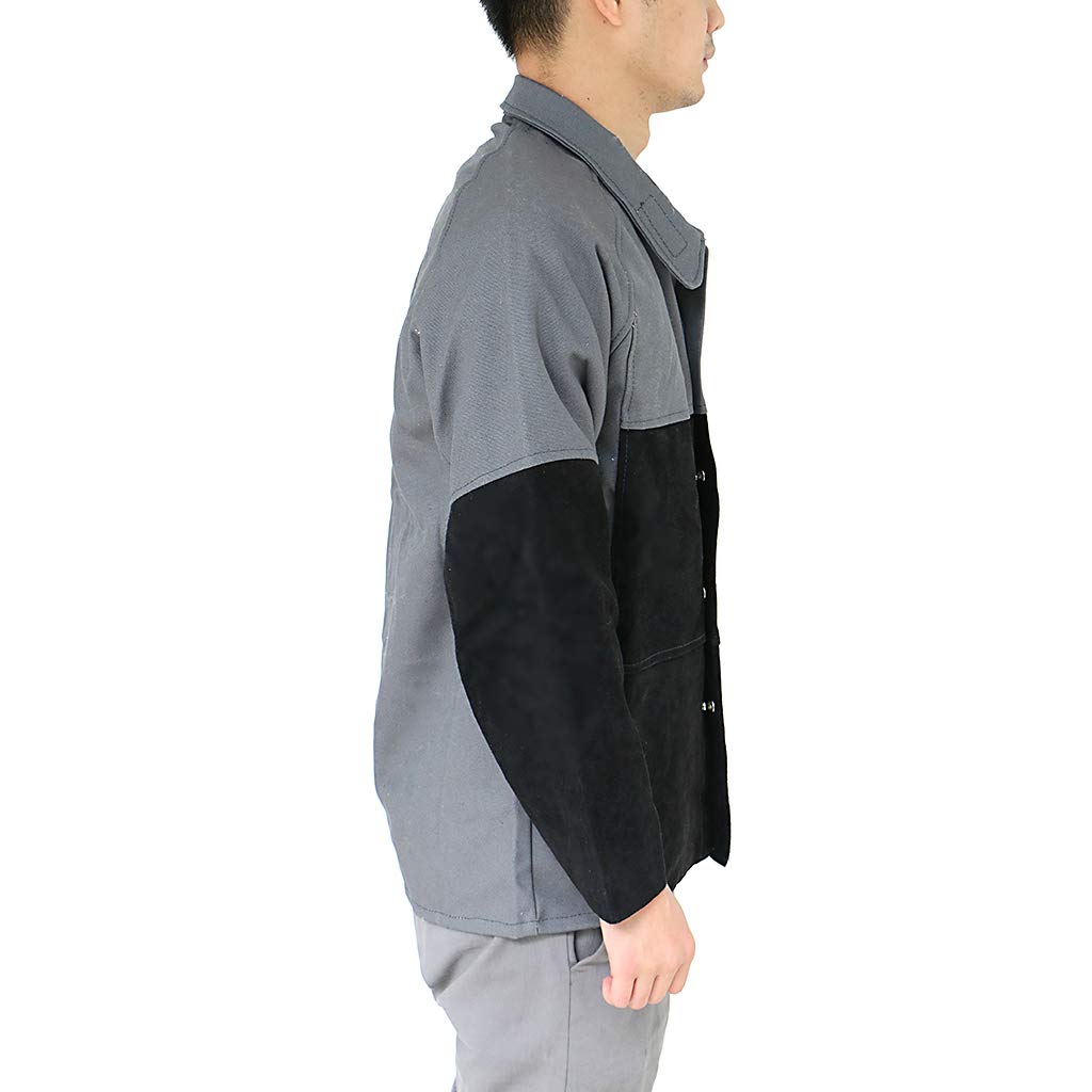 B Baosity Schweißerjacke Schweißerschutzjacke Arbeitsjacke Arbeitskleidung Berufsbekleidung, robust/entflammbar/flammfest - XL