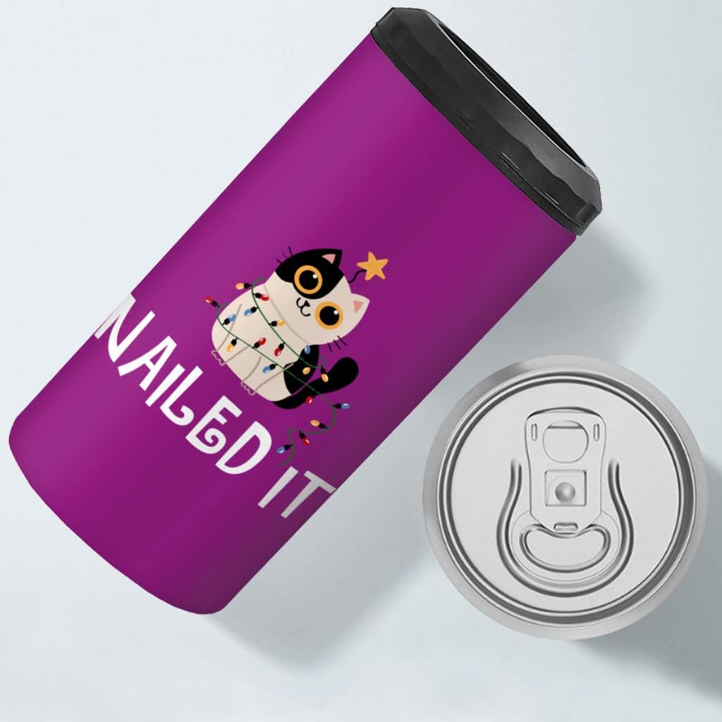 Nailed It Insulated Slim Can Cooler - Cute Cat Can Cooler - Illustration Insulated Slim Can Cooler
