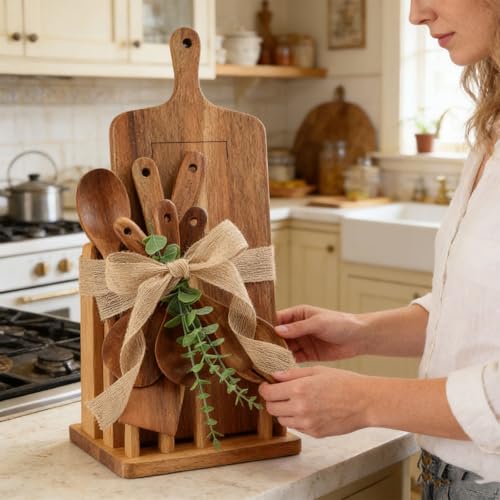 Tablas de cortar de madera duradera con doble cara reversible para picar y servir 4