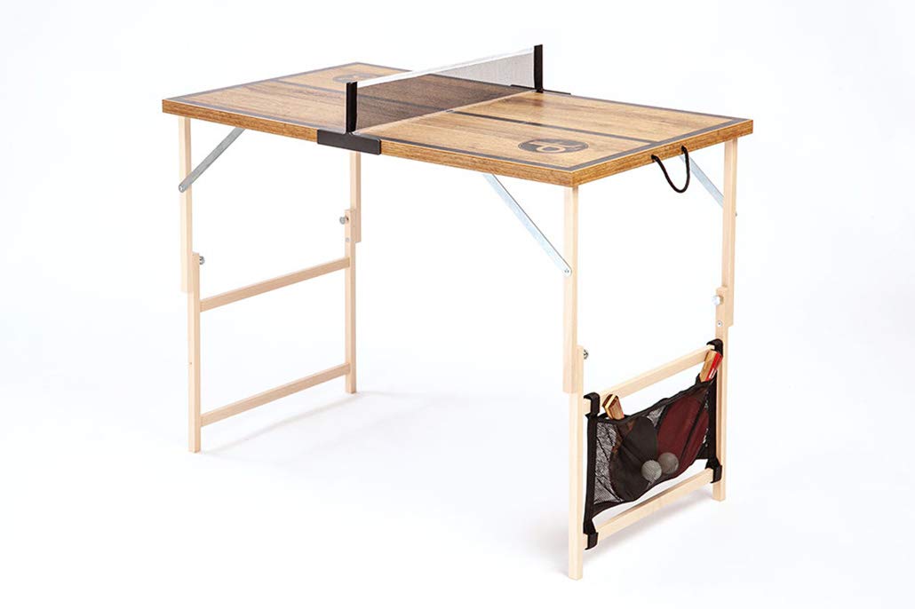 Mini tavolo da ping pong in legno di quercia naturale marrone