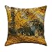 Federa Cuscino 50x50, Copricuscino Giallo Biancheria Albero d'Autunno Modello Divano Federe Cuscini(1Pcs)