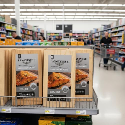Langxinese 12pc Larger Cedar Planks for Grilling Salmon & 100 pcs Bamboo Skewer, Meat Fish and Veggies. Cedar Grilling Planks for Clearance(11.8 \'\'X5.5, Natural Cedar Wood) - Thumbnail 6