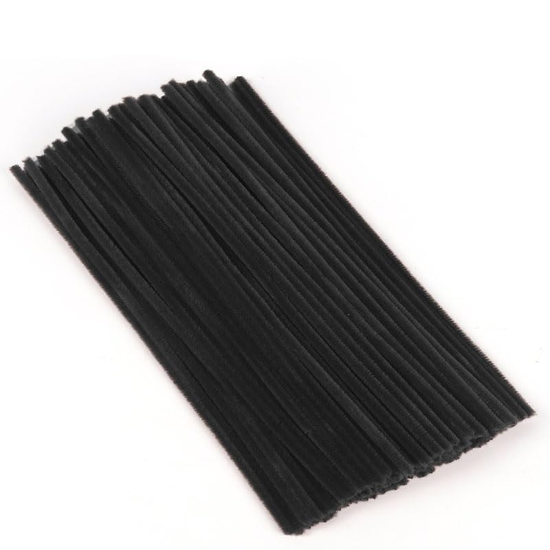 Pipe Cleaners, 100 Pieces Black Chenille Stems Craft, 12 inch Long Fluffy Pipe Cleaners for Creative DIY Art Craft Projects, Home Decoration Supplies