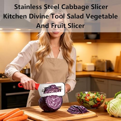 Image of Stainless Steel Cabbage Slicer Knife, Vegetable Cutter Tool for Coleslaw Maker, Manual Salad Chopper for Lettuce, Cabbage and Vegetables, Kitchen Cutting Tool for Home Cooking
