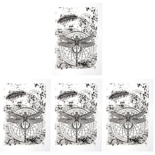 DIYEAH 4 Piezas Sello Estilo Libélula Sello De Álbum De Recortes Decoración Álbum De Recortes Sellos Transparentes Con Patrón De Libélula. Dibujos Animados Borrar Bloques Gel De Sílice