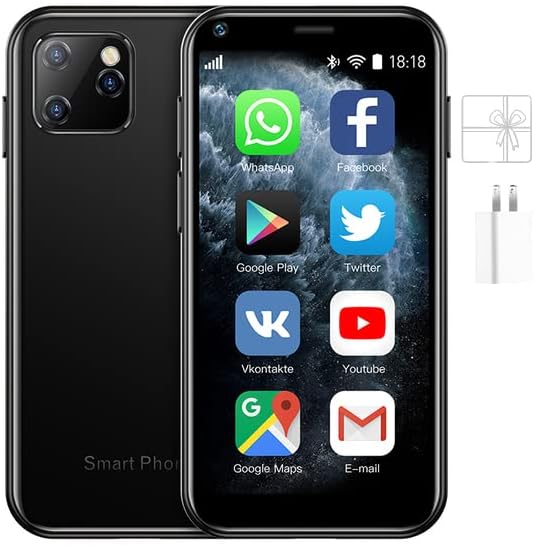 Truely Super Mini Smartphone, XS11 Unlocked Phone 3G WCDMA Android Mobile 2.5'' Touch Screen 1GB RAM 8GB ROM Dual SIM WiFi Bluetooth Hotspot Ultra Thin Card Pocket Cellphone (Black)