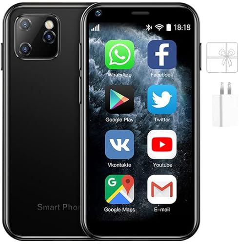 Truely Super Mini Smartphone,SOYES XS11 Unlocked 3G WCDMA Android Mobile Phone 2.5'' Touch Screen 1GB RAM 8GB ROM Dual SIM WiFi Bluetooth Hotspot Ultra Thin Card Mobile Phone Pocket Cellphone Black