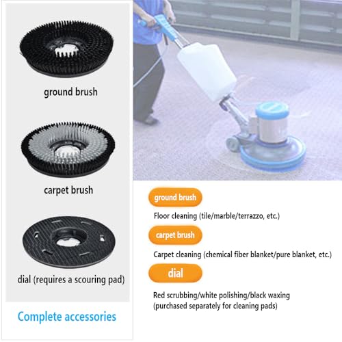 Máquina pulidora industrial de suelo de 17 pulgadas, 1100 W con cable de 26 pies para limpieza profunda y encerado, diseño resistente de bajo ruido