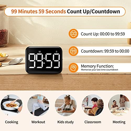 Timer placed on a refrigerator using its magnetic back.