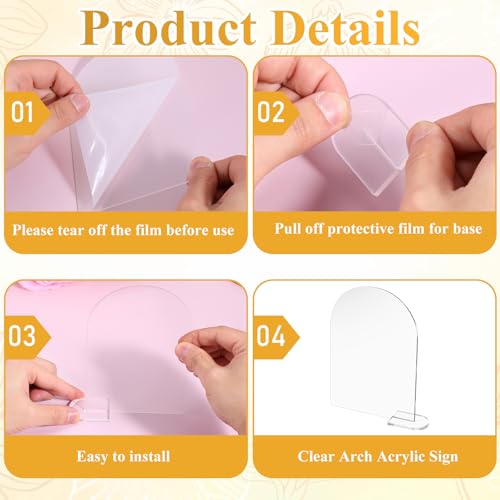 IANFAN 30 Sets Blank Clear Arch Acrylic Sign With Stand, 4x6 Inch Arched Round Top Acrylic Sheet, DIY Arch Table Numbers for Wedding Reception Event Party Restaurant Centerpieces Decor