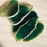 Nom: Agate naturel 5pc Grande tranche d\'agate verte Geode Crystal poli à la géode polie