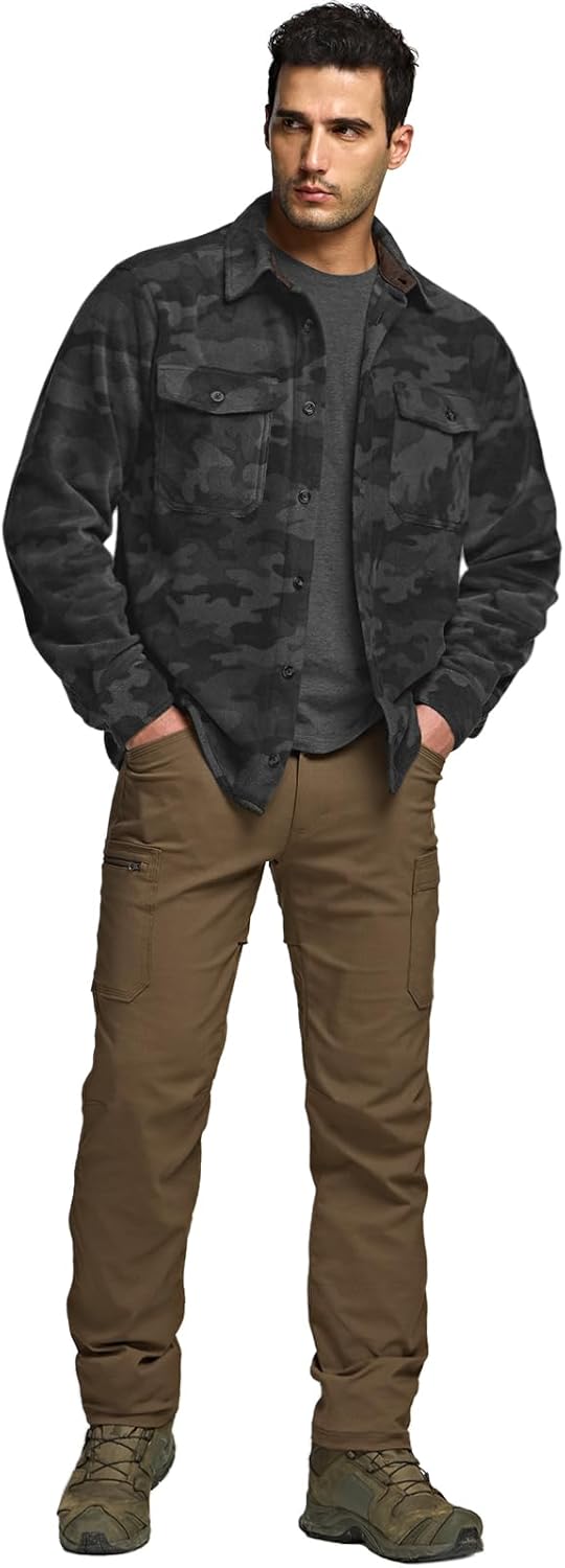 CQR Men's Long Sleeve Heavyweight Fleece Shirts, Plaid Button Up Shirt, Warm Outdoor Casual Shirt with Pockets - Image 4