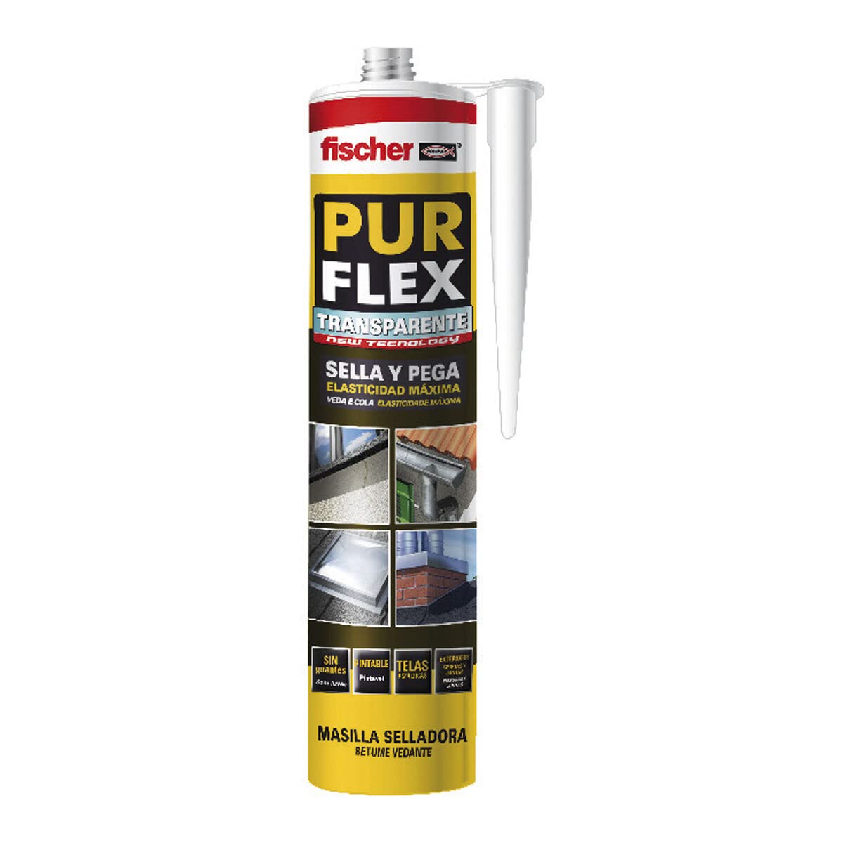 fischer Purflex Grey Polyurethane sealant (Tube 300 ml), for Gluing and Sealing, Sealing caps, Quick Curing, paintable and plasterable, Suitable for Many Building Materials