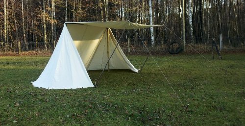 Zelte-Max Medieval Saxon Tent Double Bell Tent - 100% Cotton, Natural - Reenactment Look - 2 People