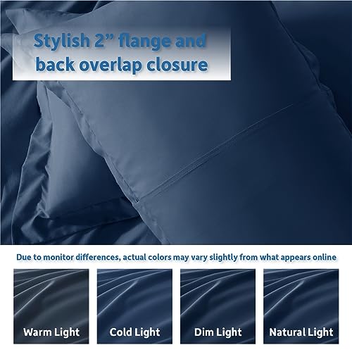 Nestl Twin Duvet Cover Set with Comforter Insert - Navy Blue 3 Piece 68x90 Duvet Cover & 1 Pillow Sham with White Quilted Down Alternative Comforter, Ultra Soft, All Season by Nestl - Used condition - Image 8