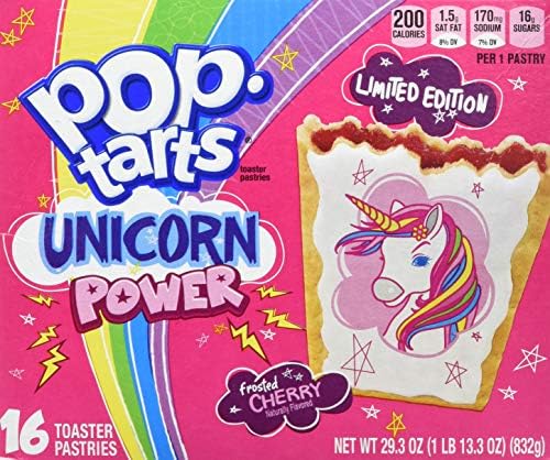 Kelloggs's Poptarts Unicorn Power 32 Piece Limited Time Offer Toaster Pastries, 58.6 Ounce