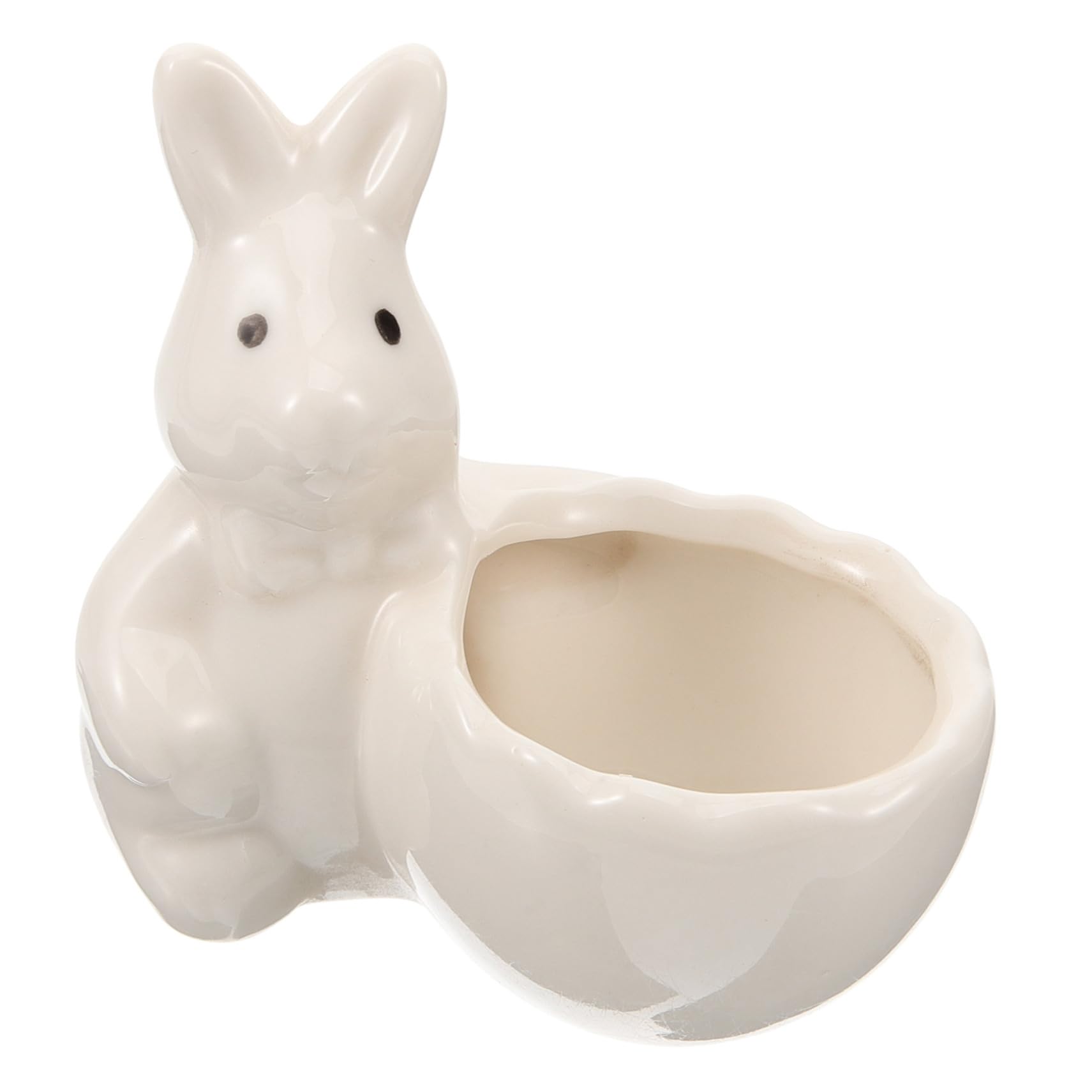 OFFSCH Easter Bunny Ceramic Egg Cup Cute Rabbit Design for Hard Boiled Eggs and Impact Resistant for Home Decor and Jewelry Holder Adorable Kitchen Accessory