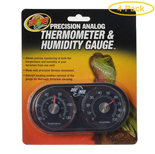 Zoo Med Precision Analog Thermometer & Humidity Gauge Analog Thermometer & Humidity Gauge - Pack of 4