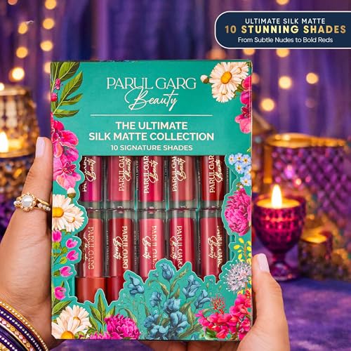 Image of Parul Garg Beauty All-Time Favourites Gift Pack | Bindi Book, 10 Mini Lipstick Pack & Blue Potli | Luxury Beauty Gift Set for Women | Ideal for Bridal, Festive & Everyday Glam Looks
