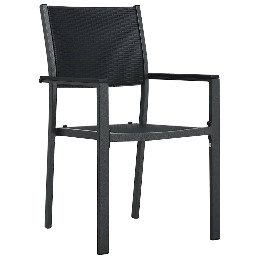 Fengshui Krzesła ogrodowe z tworzywa sztucznego, 2 szt., czarne, imitacja rattanu