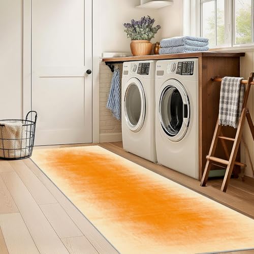 Alfombra de pasillo antideslizante lavable de 100x250 cm naranja para evitar resbalones en cocina 7