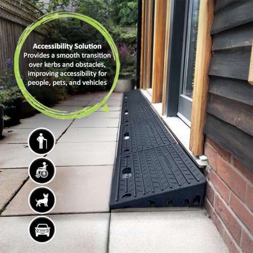 Nicoman Rubber Kerb Ramps, Multiuse Curb Ramp For Vehicles, Wheelchairs, Bikes, Strollers, Pet Mobility And Disabled Chair & Dog (Pack Of 2) - 7