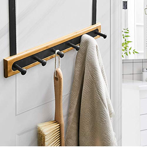 Ganchos Adhesivos Para Pared Gancho de la puerta de la casa de madera de madera de acero inoxidable negro 20 * 40 * 5 * 6 cm Puerta sin clavo Tipo de espalda Tipo de espalda sin fisuras Colga