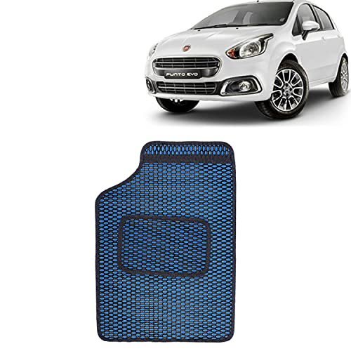 Image of Kingsway Dotted Design Car Floor Foot Mats Universal Fit for Fiat Punto Evo, Model Year : 2012-2019, Water and Dustproof, Color Blue, Set of 5 Pieces