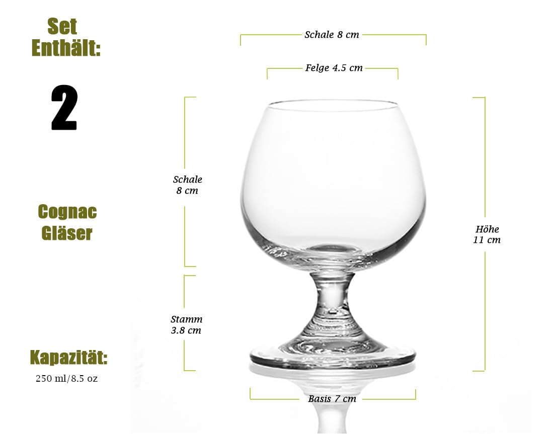 Kleiner Brandy Snifter Set von 250 ml Kristall Whiskey Cognac Glas, gut für Hochzeit, Bar, Party, Zuhause, Cocktail