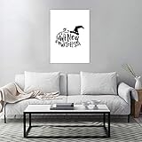 Cuadro sin marco de pintura Helloween Winey Witch con citas y dichos de bruja impresos, cuadro impreso en lona, para colgar en la pared, el mejor regalo para decoración del hogar de Halloween