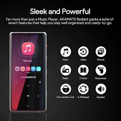 MP3 Player, 16GB Player with Bluetooth 4.2, Music Player with FM Radio, One Click Recording, 2.4" Screen, Built-in Speaker, HiFi Lossless Sound, Support up to 128GB(Earphone, Sport Armband)