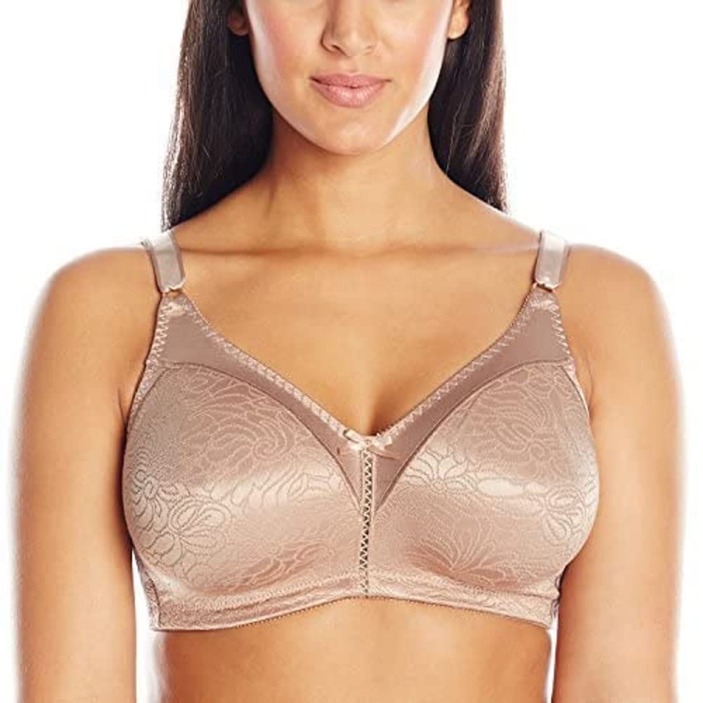 Bali Women's Sheer Latte Double Support Wireless Bra, Lace Bra With Stay-In-Place Straps, Full-Coverage Wirefree Bra, Tagless For Everyday Wear, 38B