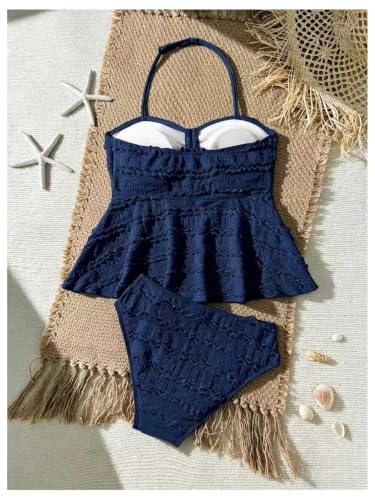 Image of SHENHE Girl's 2 Piece Halter High Waisted Tankini Ruffle Swimsuit Bathing Suit Bikini Sets