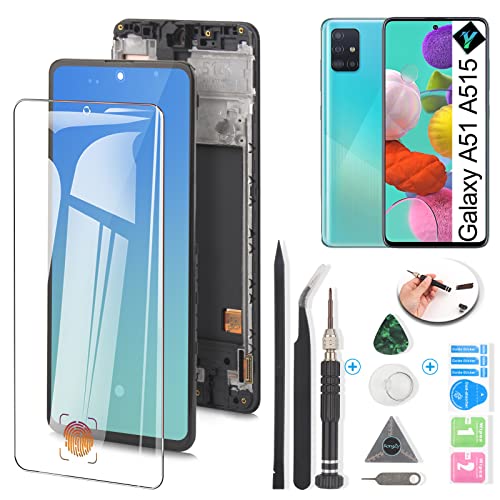 OLED Screen for Samsung Galaxy A51 2019 Screen Replacement for Samsung A51 A515U A515A SM-A515F/DS SM-A515U LCD Display Digitizer Assembly Screen Touch Panel with Fingerprint Sensor